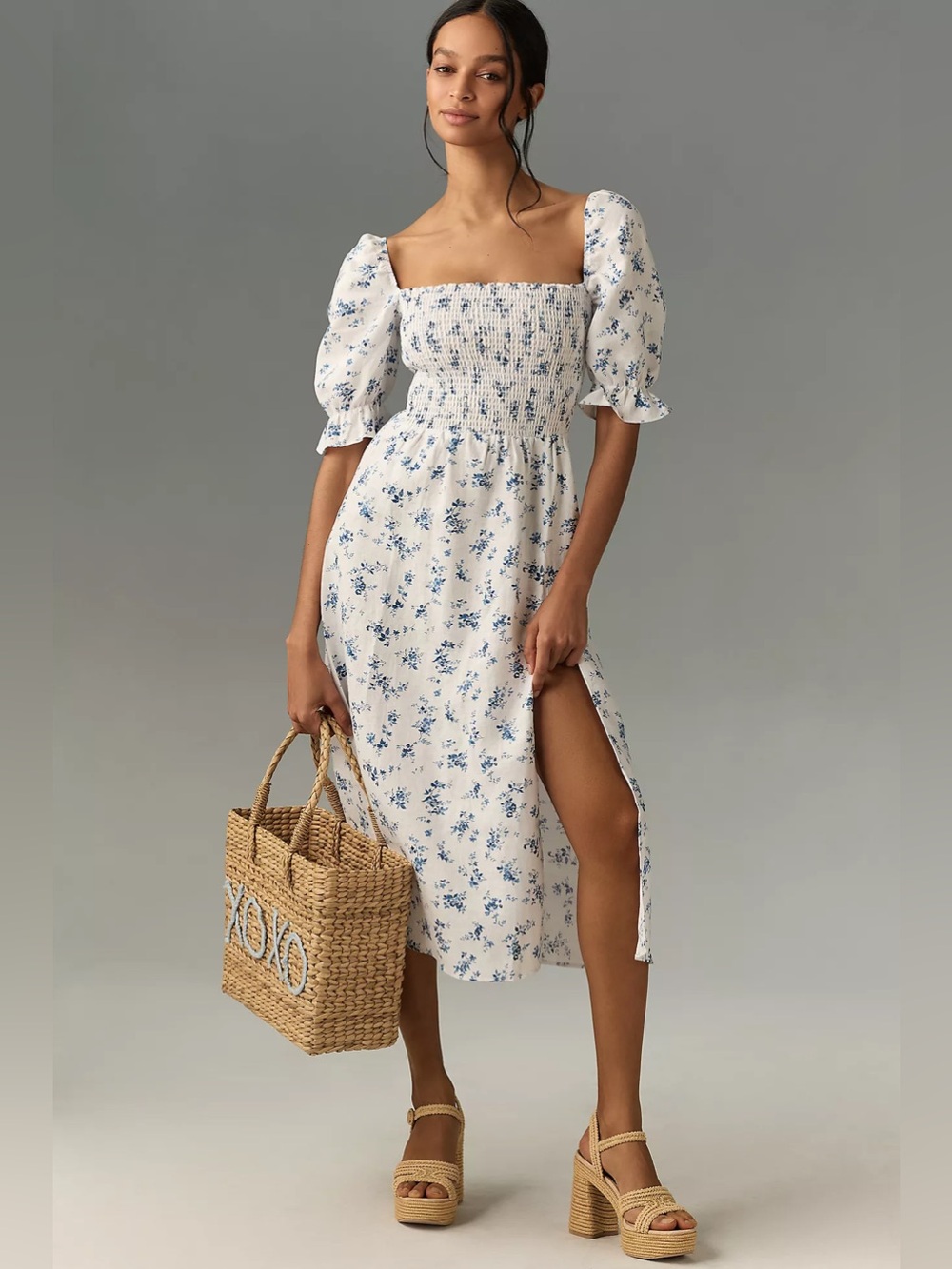 Reformation Marabella Linen Midi Dress Size XS Floral